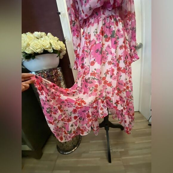 Misa Los Angeles Pink Floral Midi Dress - Picture 12 of 16